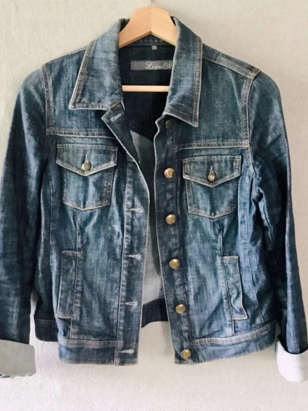Level 99 Classic Denim Button Down Jacket, Size S